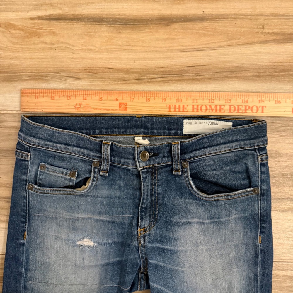 Rag & Bone Surfer Rep Distressed Skinny Jeans Blue Raw Hem 27 W1590K510SUP - Picture 8 of 8